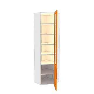 Шкаф угловой книжный со стеклом L247.1 с подсветкой