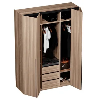 Шкаф со складными дверями, со стеклянной полкой в металлическом профиле с подсветкой L264