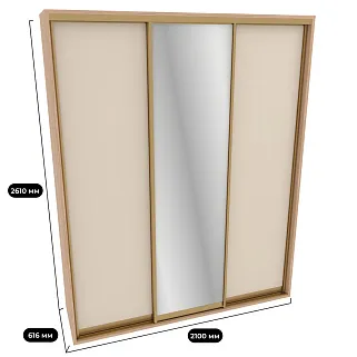 Шкаф-купе ХG216.60-3, профиль INTEGRO, фасад МДФ/зеркало серебро