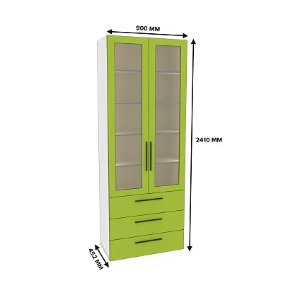 Шкаф книжный с тремя ящиками со стеклом L213S с подсветкой