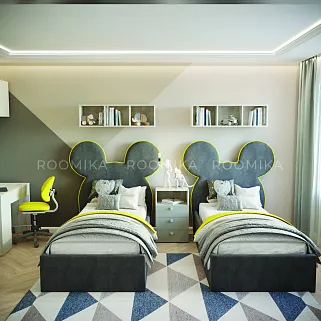 Кровать односпальная мягкая MICKEY с подъемным механизмом, 90x190