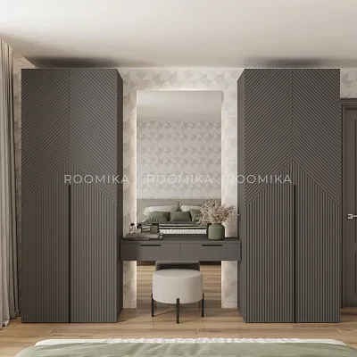 Шкаф 2 дверный, фрезерованные фасады в эмали LE210.60-1