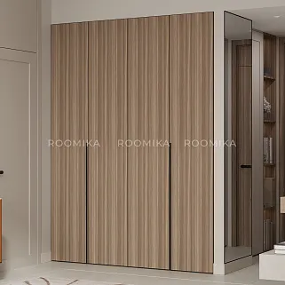 Шкаф со складными дверями, со стеклянной полкой в металлическом профиле с подсветкой L264