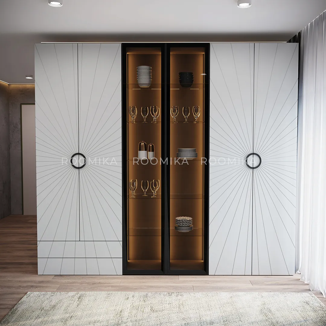 Шкаф 2 дверный, фрезерованные фасады в эмали LE-210.44-1