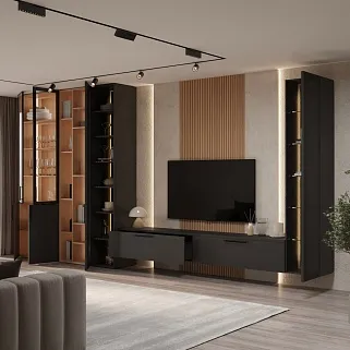 Тумба TV навесная, фасады натуральный шпон L-513