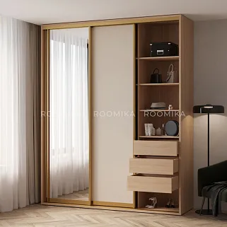 Шкаф-купе ХG216.60-3, профиль INTEGRO, фасад МДФ/зеркало серебро