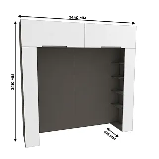 Ниша для кровати с секциями с подсветкой, фасады в эмали LE407.60