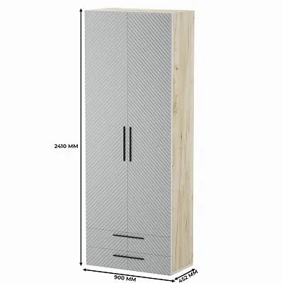 Шкаф 2 дверный с ящиками, фрезерованные фасады в эмали LE211.44