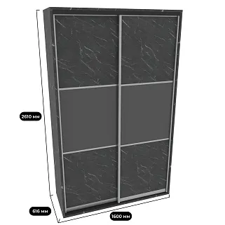 Шкаф-купе ХG166.60-2, профиль INTEGRO, фасад МДФ/Зеркало графит