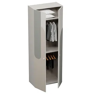 Шкаф двухдверный узкий, фрезерованные фасады в эмали LE210.44-1