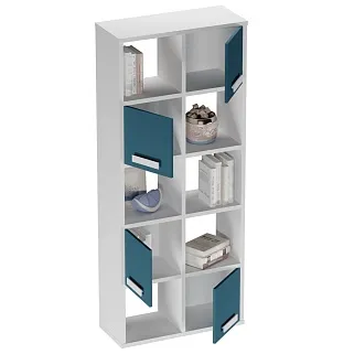 Стеллаж сквозной книжный на 10 ниш с ящиками E810