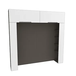 Ниша для кровати с секциями, фасады в эмали LE-407.44