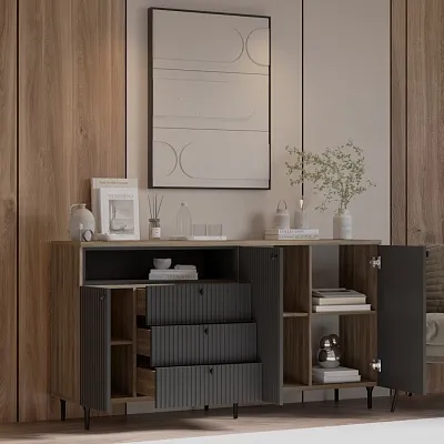 Комод, фрезерованные фасады в эмали LE729