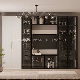 Шкаф-бар со встроенными ящиками с подсветкой R217