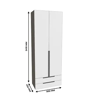 Шкаф 2 дверный с ящиками, фасады в эмали LE-211.44