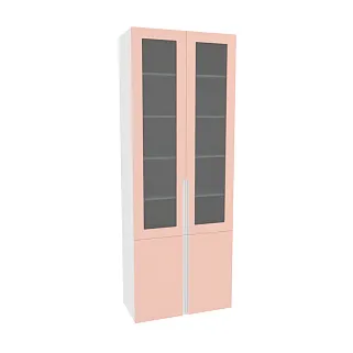 Шкаф книжный со стеклом, фасады в эмали LE214S