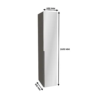 Шкаф 1 дверный узкий с зеркалом, фасады в эмали LE-220.60-4Z