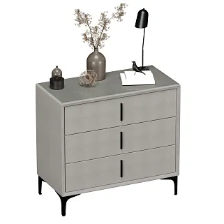 Комод мягкий, стекло прозрачное, ножки черные GRACE793