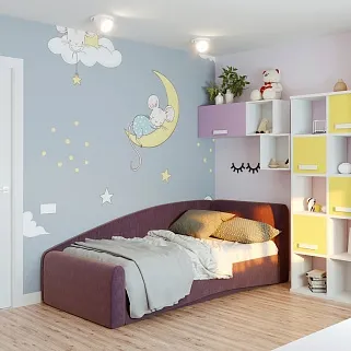 Кровать односпальная мягкая с ящиком для белья TOKIO, 90x200