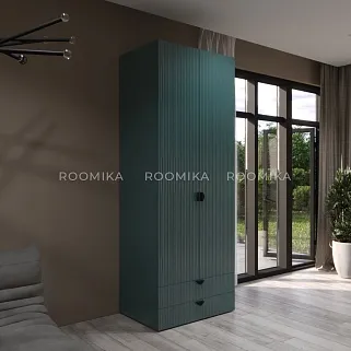 Шкаф 2 дверный с ящиками, фрезерованные фасады в эмали LE-211.60