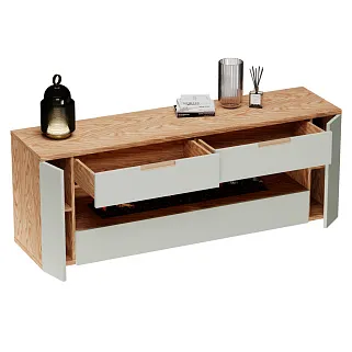 Тумба ТВ навесная с электрокамином, фасады в эмали LE551.450