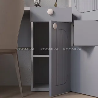 Шкаф двухдверный узкий, фрезерованные фасады в эмали LE210.44-1