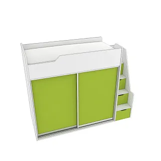 Кровать-чердак  с лестницей комодом L905, 90x190 L/R