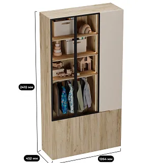 Шкаф трехдверный со стеклом в профиле с подсветкой, фасады в эмали LEF212.4-120 L/R