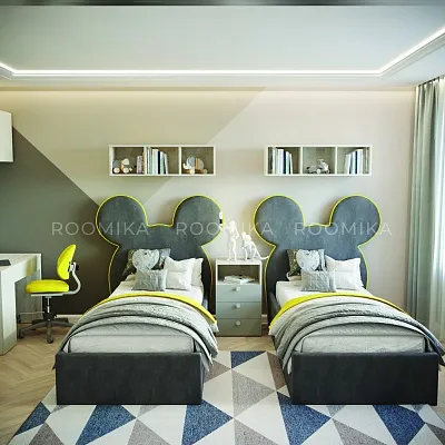 Кровать односпальная мягкая MICKEY с подъемным механизмом, 90x190