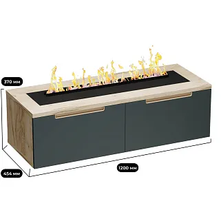 Тумба ТВ навесная с электрокамином, фасады в эмали LE548.451