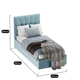 Кровать односпальная мягкая SUNRISE  с подъемным механизмом, 90x200