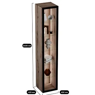 Шкаф со стеклянными фасадом полки стекло с подсветкой R220.1