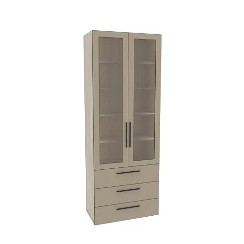 Шкаф книжный с тремя ящиками со стеклом L213S с подсветкой