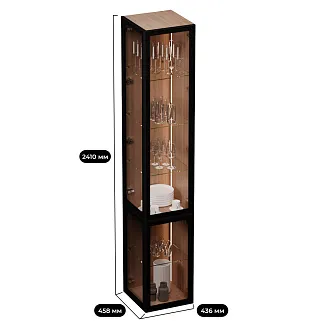 Шкаф завершающий для посуды со стеклянными дверьми в алюминиевом профиле с подсветкой R225