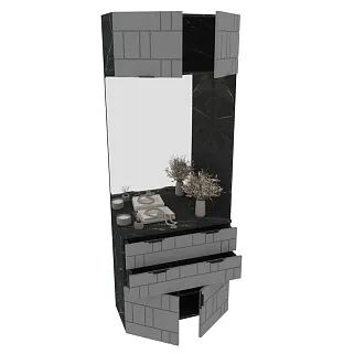 Тумба с зеркалом и комодными ящиками, фрезерованные фасады в эмали LE421 L/R