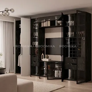 Антресоль с двумя откидными стеклянными дверями R312.45ST с подсветкой