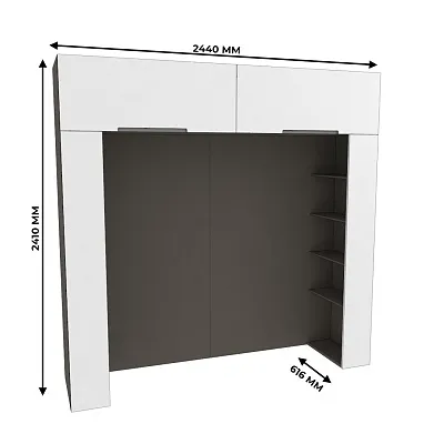 Ниша для кровати с секциями, фасады в эмали LE407.60