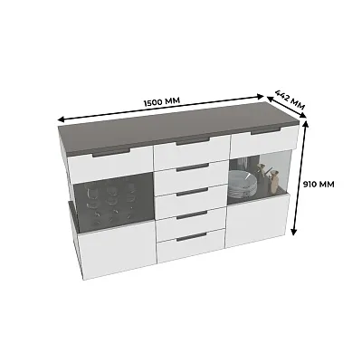 Комод с подсветкой, фасады в эмали LE707
