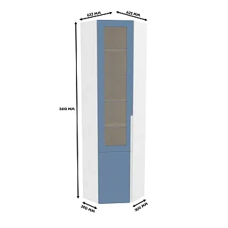 Шкаф угловой книжный со стеклом, фасады в эмали LE247 с подсветкой