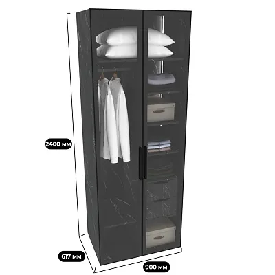 Шкаф для спальни с полками и штангой с подсветкой R210.60-4