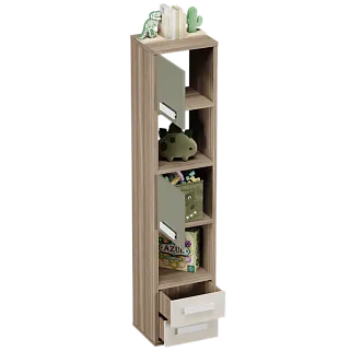 Cтеллаж сквозной книжный на 5 ниш с фасадами и ящиками E805