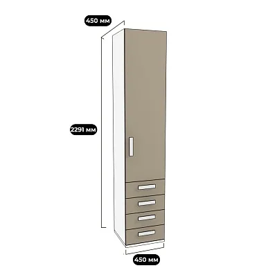 Шкаф комбинированный 4 ящика глубина 452мм E224.45