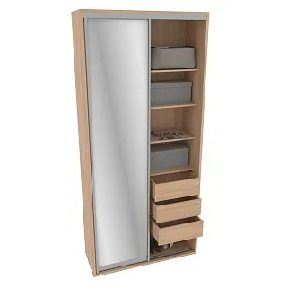 Шкаф-купе ХG126.45-1, профиль INTEGRO, фасад зеркало серебро/МДФ