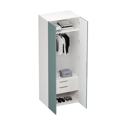 Шкаф 2 дверный, фрезерованные фасады в эмали LE210.60-3