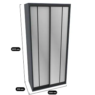 Шкаф-купеХG126.60-1, профиль INTEGRO, фасад зеркало серебро