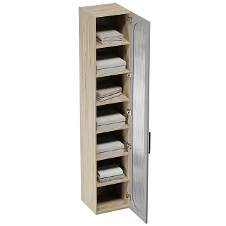 Шкаф 1 дверный узкий, фрезерованные фасады в эмали LE-220.44-4