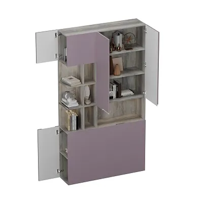 Шкаф двухдверный с фальш стенкой и нишей с подсветкой, фасады в эмали LE212.3