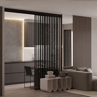 Раздвижная стеклянная перегородка для кухни GRACE 22