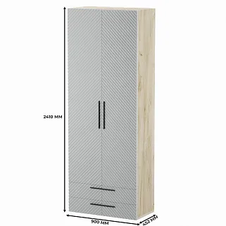 Шкаф 2 дверный с ящиками, фрезерованные фасады в эмали LE-211.44