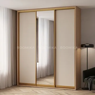 Шкаф-купе ХG216.60-3, профиль INTEGRO, фасад МДФ/зеркало серебро